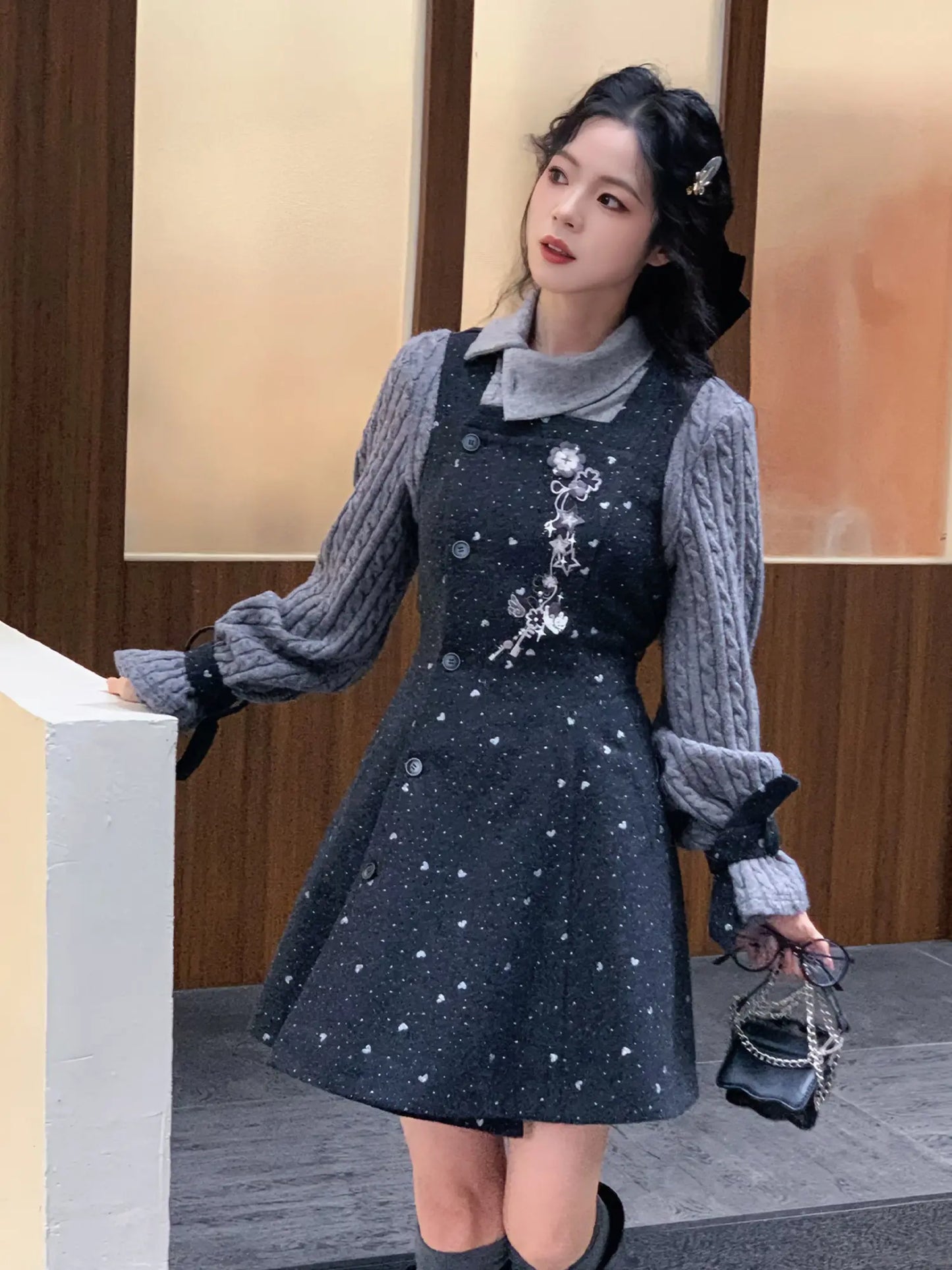 New Chinese Style Fitted Midi Dress - Little Luck 小幸运