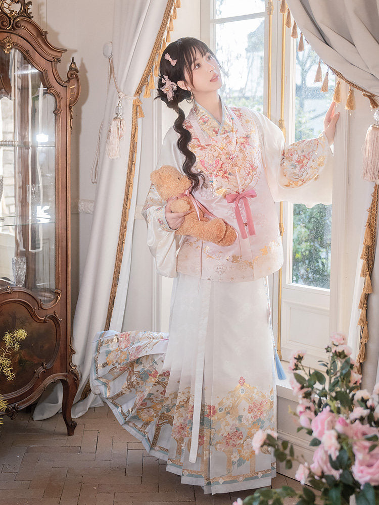 Ming Dynasty Spring Hanfu Set with Pipa Sleeve Bijia & Mamian Skirt | Order of Spring Blossoms 春日花序
