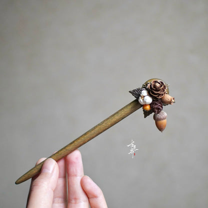 Pine Wood Hair Stick | Traditional Chinese Hair Accessory