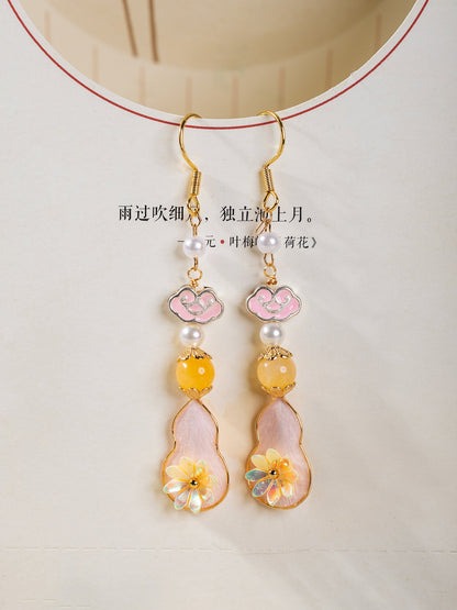 Pink Ancient Gourd Earrings | Hanfu Jewelry