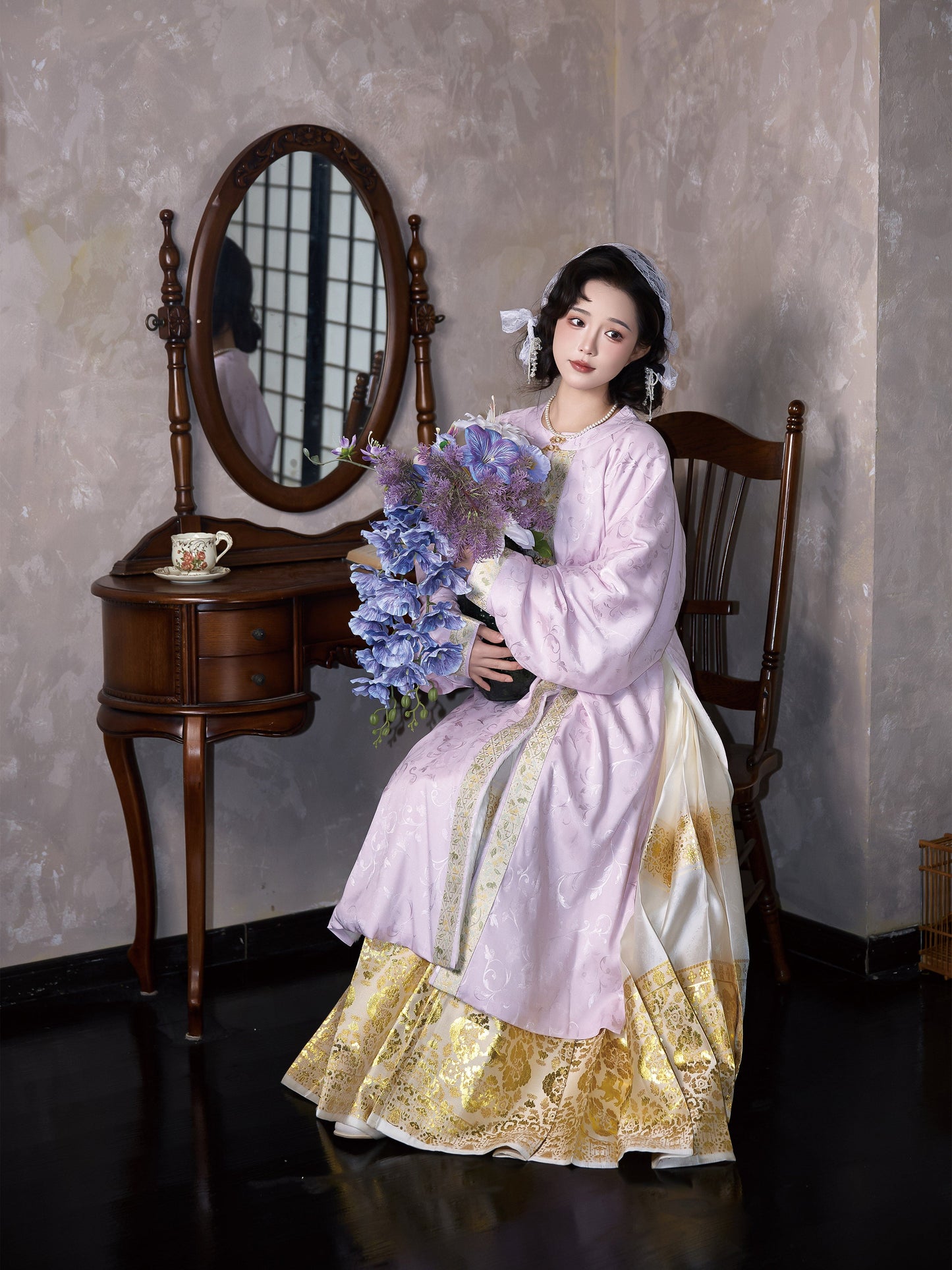 Ming Dynasty Round Neck Long Jacket with Fleece | Mulan 木兰