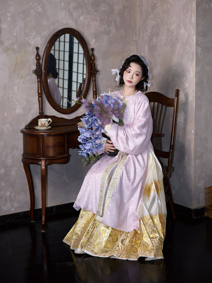 Ming Dynasty Round Neck Long Jacket with Fleece | Mulan 木兰