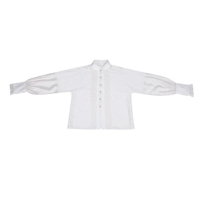 New Chinese Style Long Sleeve Shirt with Spiral Skirt and Embroidered Vest - Pear Blossoms 梨花曲 (Preorder)