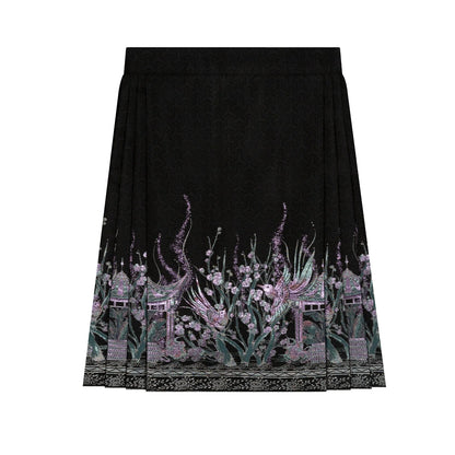 Chinese Blouse & Mini Mamian Skirt Outfit | Polar Night 极夜流光