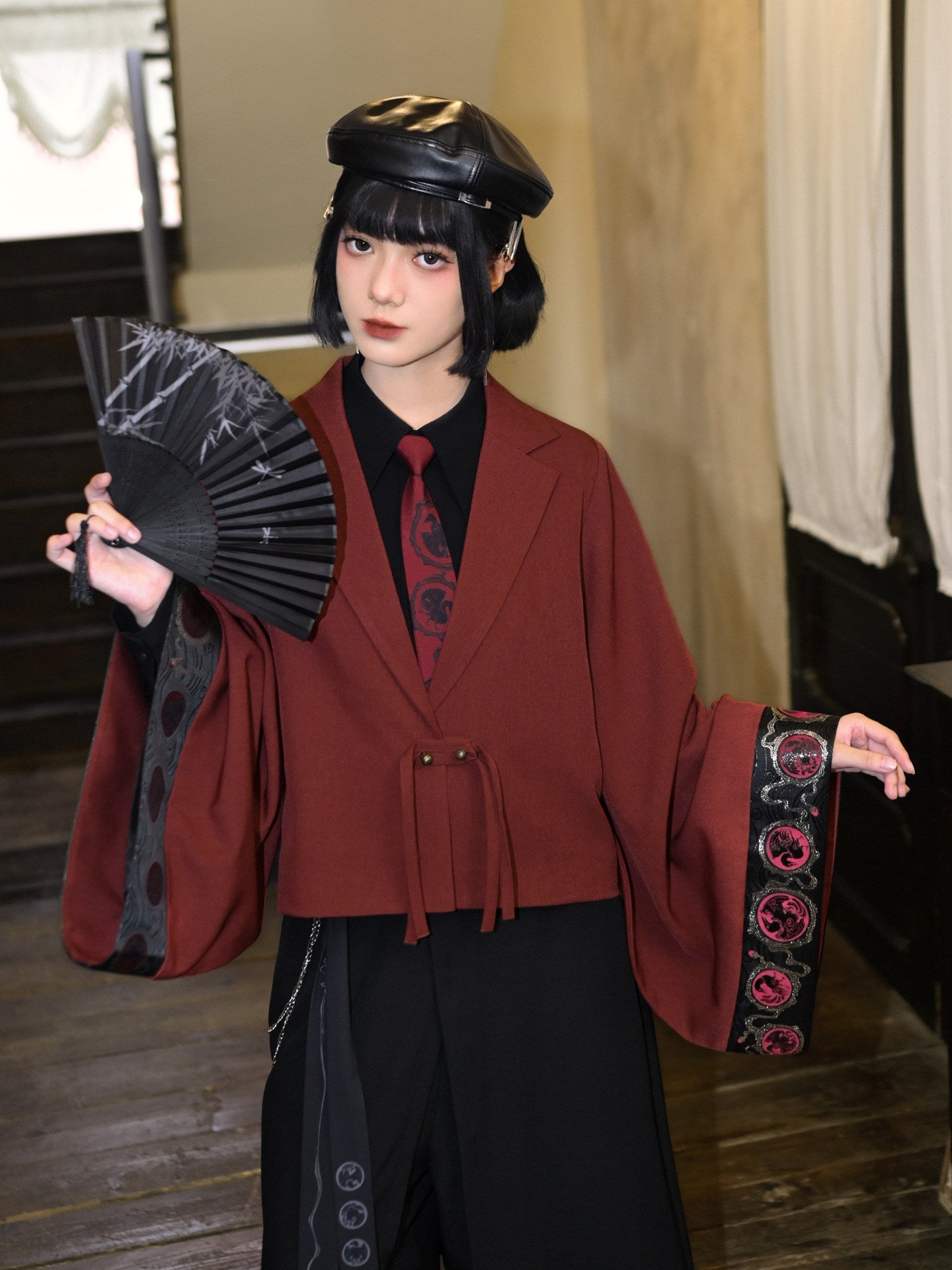 New Chinese Style Long Sleeve Blazer - Golden Crow 金乌