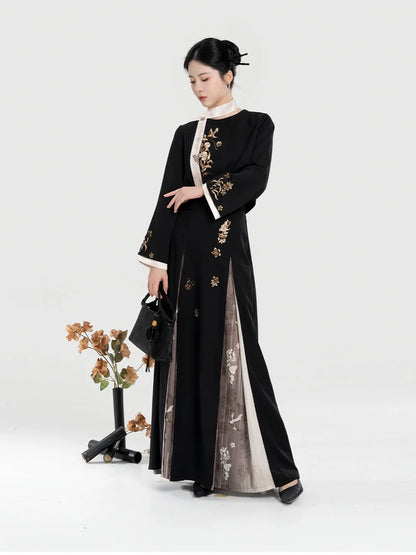 New Chinese Style Women Phoenix & Floral Embroidered Jacket with Three Pleat Skirt - Xulan 叙兰 (Preorder)