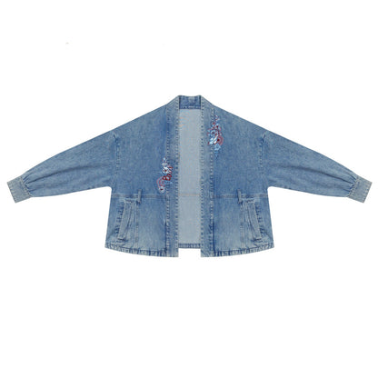 Hong Kong Beauty | New Chinese Style Denim Jacket and Skirt Set