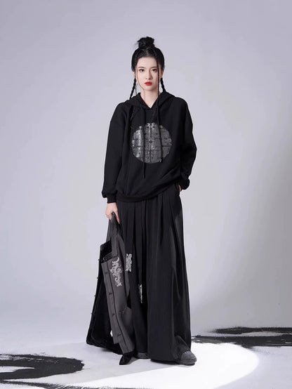 Song Dynasty Modern Hanfu Set with Hooded Jacket and Wide Leg Pants - Longding 龙鼎 (Preorder)