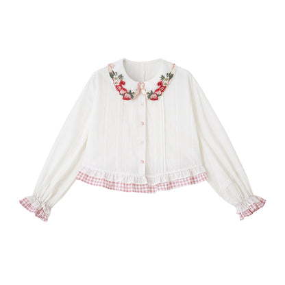 Ming Dynasty Modern Hanfu Cute Knit Top and Mini Mamianqun - Strawberry Cake 草莓千层酥