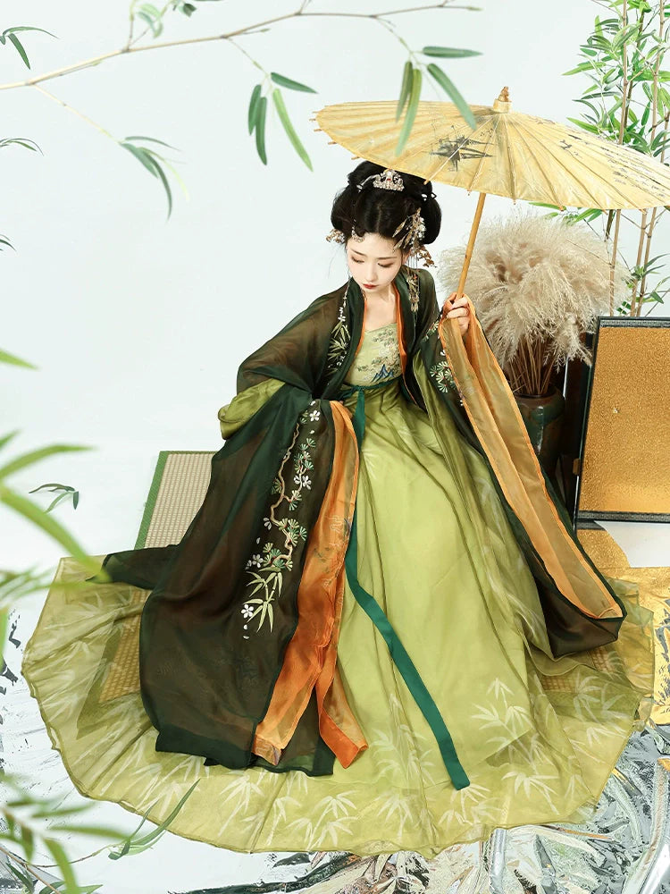 Bamboo Stream 竹涧松 - Tang Dynasty Style Hanfu Dress Heziqun