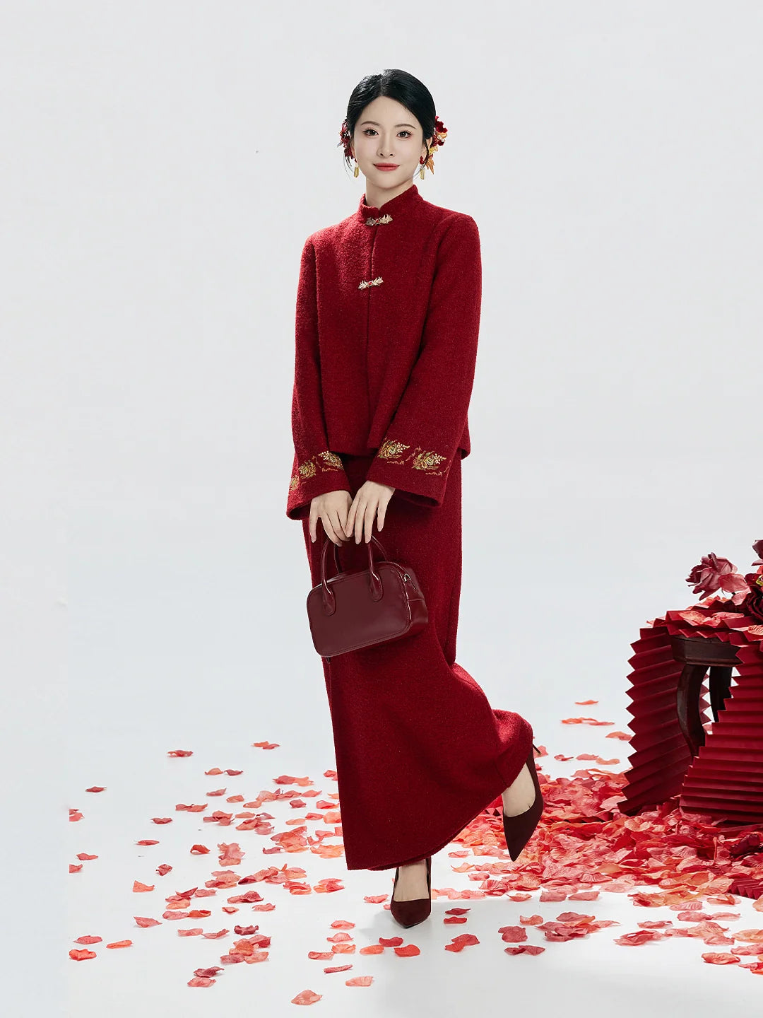 New Chinese Style Wedding Hanfu Bridal Tea Ceremony Outfit - Jin Yu Liang Yuan 锦玉良缘 (Preorder)