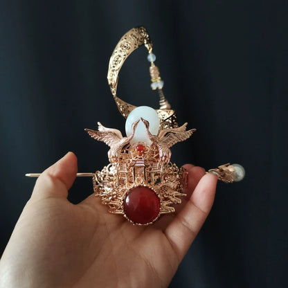 Spiral Cranes - Unisex Hanfu Hair Crown