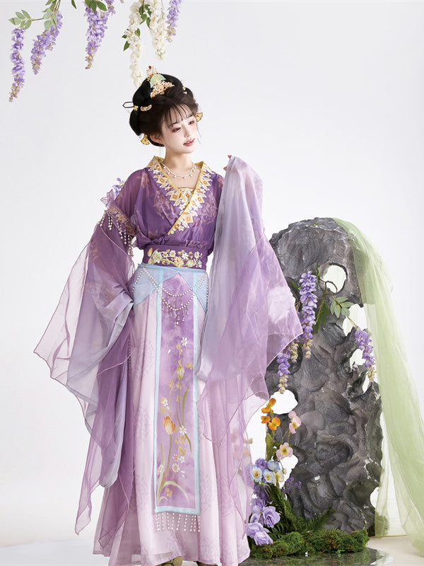 Wei Jin Dynasty Qiyao Ruqun Hanfu | Lily Blooms 郁见芳华