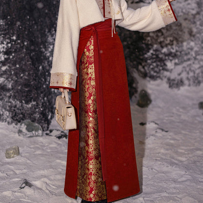 Festive Hanfu Crop Jacket for Engagement, Tea Ceremony or Chinese New Year - Niannian 年年 (Preorder)