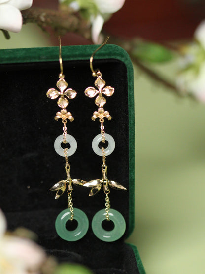 Aventurine Jade Ring Earrings | Hanfu Jewelry