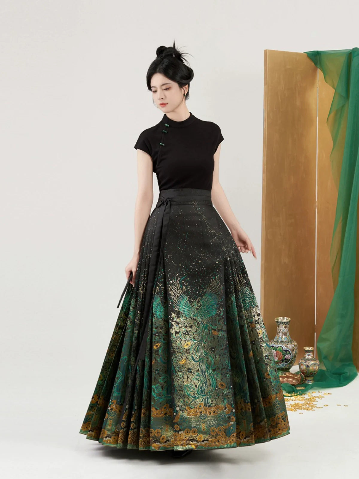Chinese Blouse & Mamian Skirt Outfit | Bronze Money Tree 青铜摇钱树
