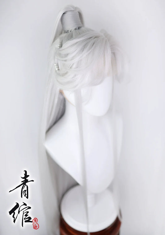 Fox King hanfu cosplay hair wig — detail view
