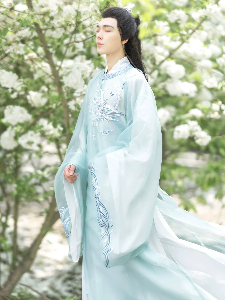 Tang Dynasty Round Collar Robe - Mountains and Seas 山海经