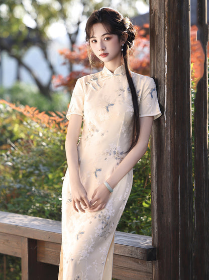 Short Sleeve Long Cheongsam | First Spring