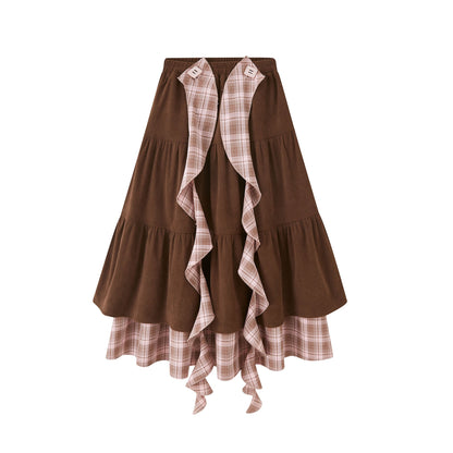 New Chinese Style Down Jacket and Skirt for Autumn and Winter - Cinnamon Latte 肉桂拿铁
