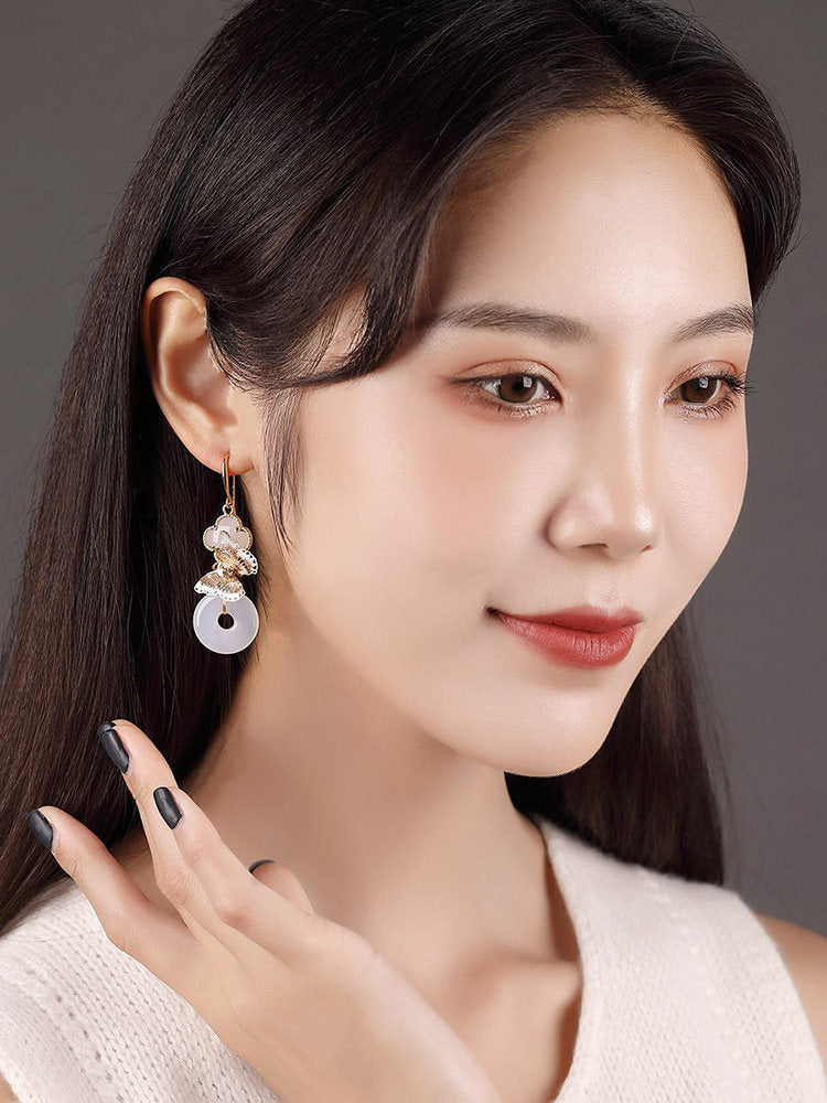 Four Leaf Clover and Golden Butterfly Earrings | Hanfu Jewelry