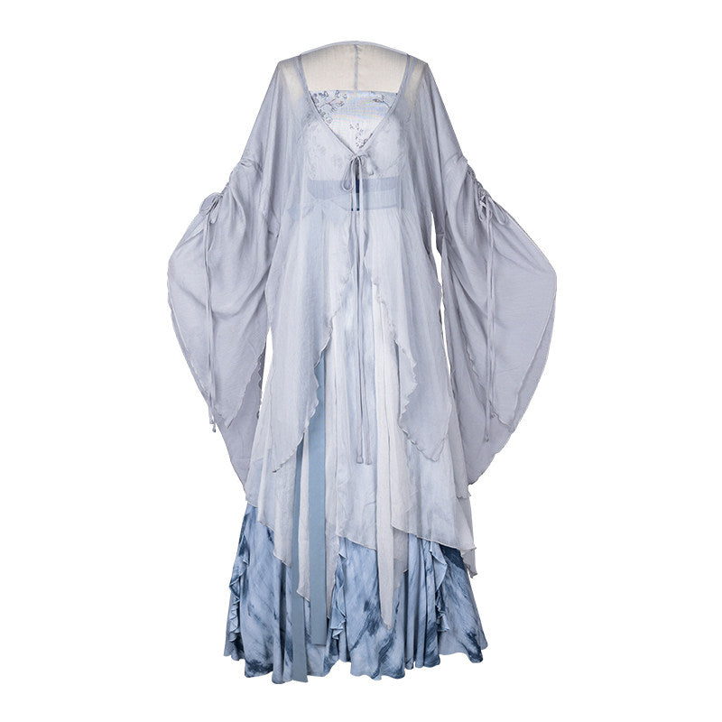 Song Dynasty Modern Hanfu Camisole and Tie Dye Skirt - Fallen Whale 鲸落 (Preorder)