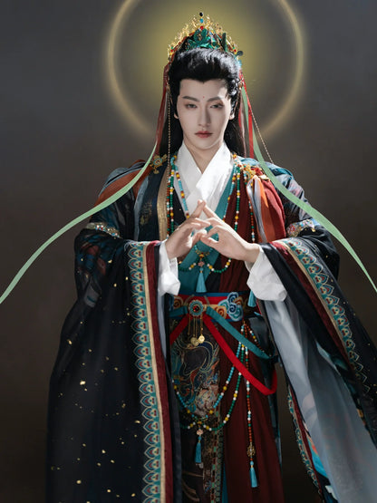 Dunhuang Godly Immortal Hanfu - Male Xianxia Ancient Robe, Unisex Mythical Costume Set (Preorder)