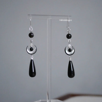 Dark Crescent Earrings | Hanfu Jewelry