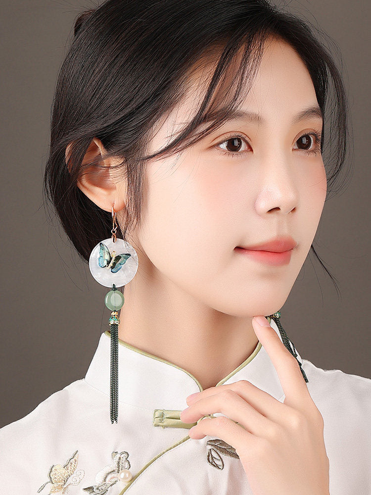Moon and Butterflies Earrings | Cheongsam Jewelry