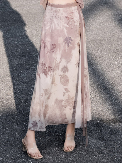 New Chinese Style Pink Puffy Top and A-line Skirt - Wilderness 旷野 (Preorder)
