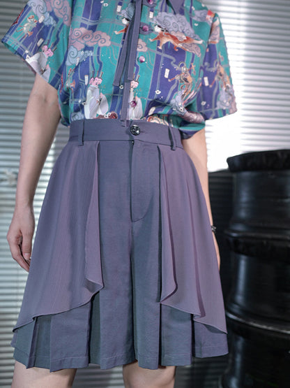 New Chinese Style Short Sleeve Dunhuang Print Shirt - Phantom World 幻世集
