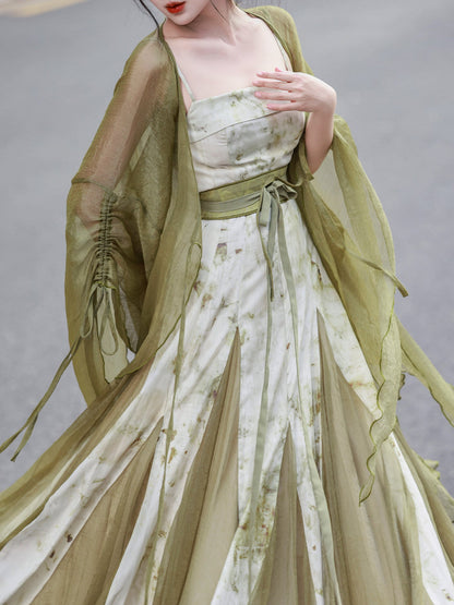 New Chinese Style Swing Dress with Fairy Cardigan - Jade Story 青玉案 (Preorder)