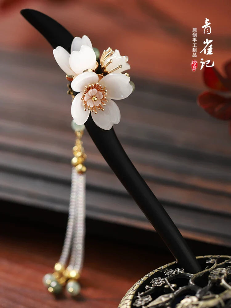 Light Peach Hair Stick | Traditional Chinese Hair Accessory