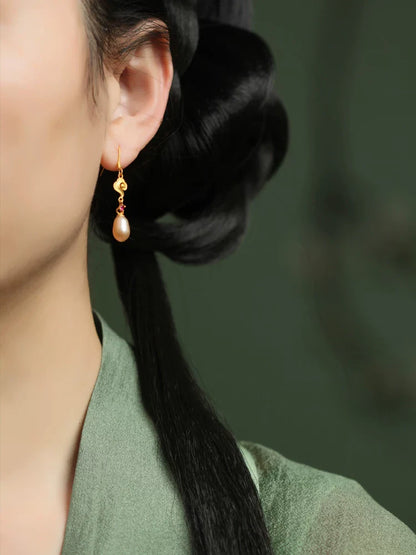 Golden Clouds Pearl Drop Earrings | Hanfu Jewelry