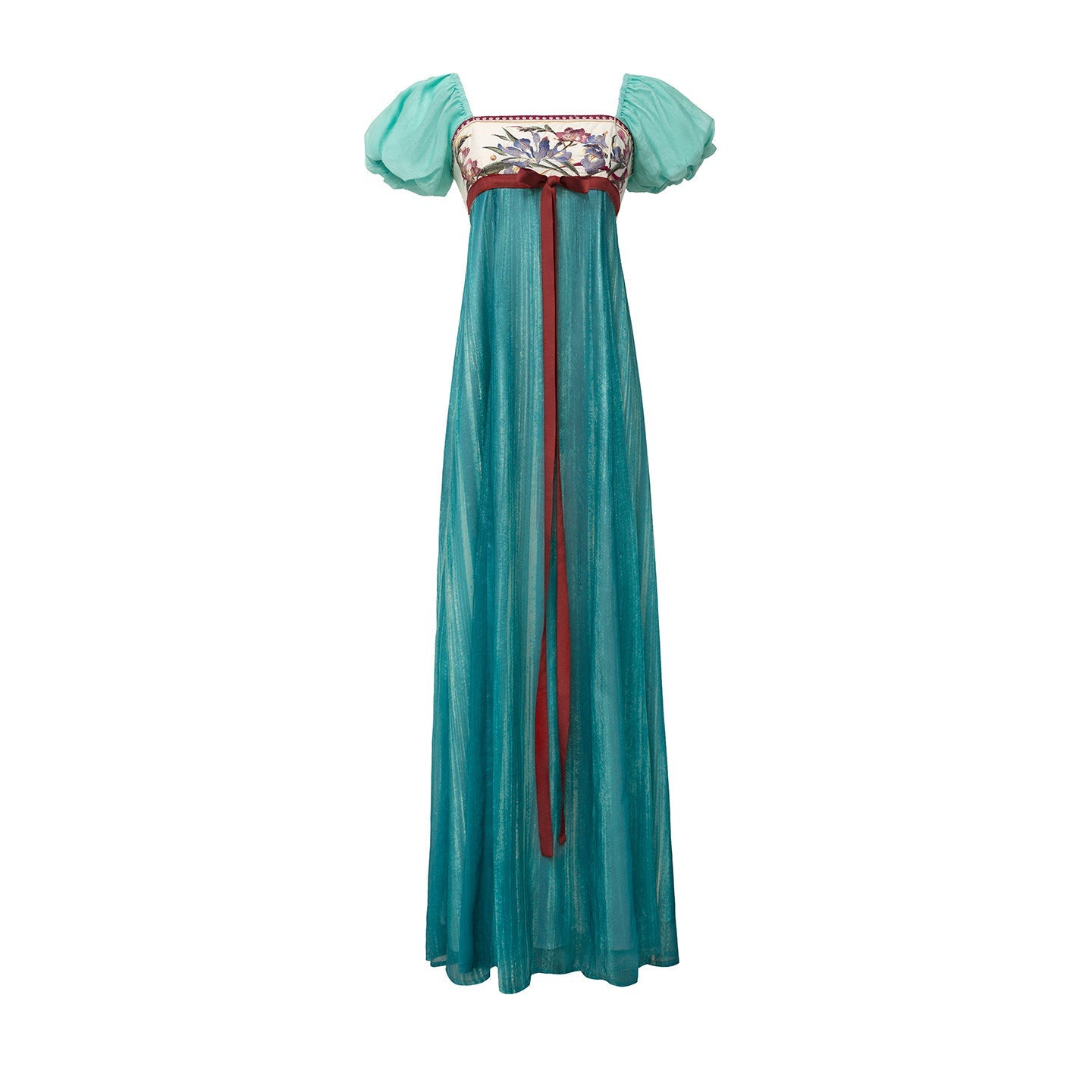 Lian Chun | Regency Style Modern Chinese Embroidered Puff Sleeve Dress
