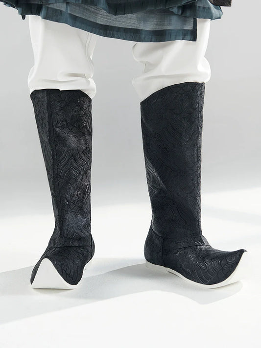 Brocade - Chinese style hanfu boots for men and women — side profile