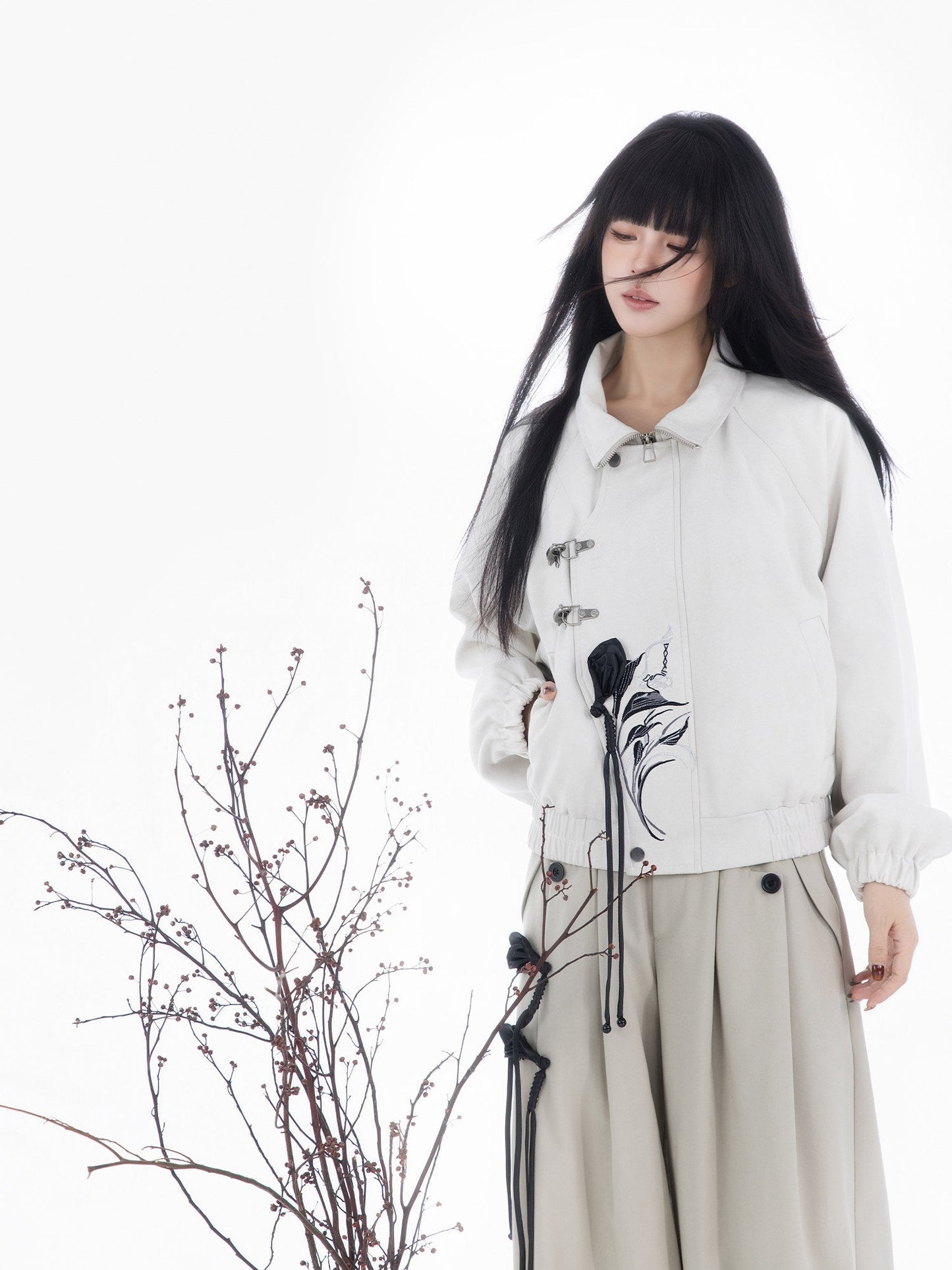 New Chinese Style Coat and Wide Leg Pants - Xuanci 玄刺
