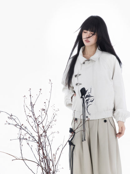New Chinese Style Coat and Wide Leg Pants - Xuanci 玄刺