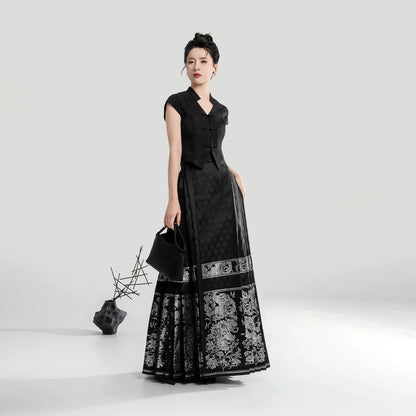 New Chinese Style Women's V Neck Top - Yinyue 吟月 (Preorder)