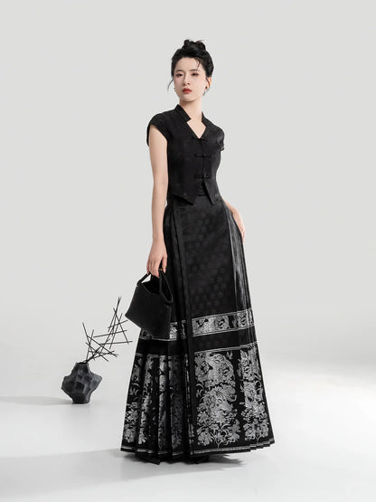 New Chinese Style Women's V Neck Top - Yinyue 吟月 (Preorder)