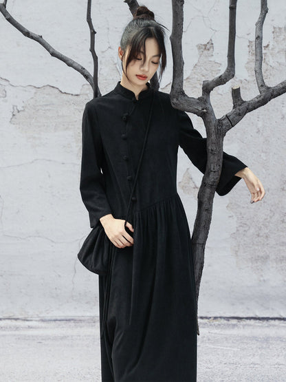 New Chinese Style Long Sleeve Cheongsam Dress - Lang Huan 琅嬛