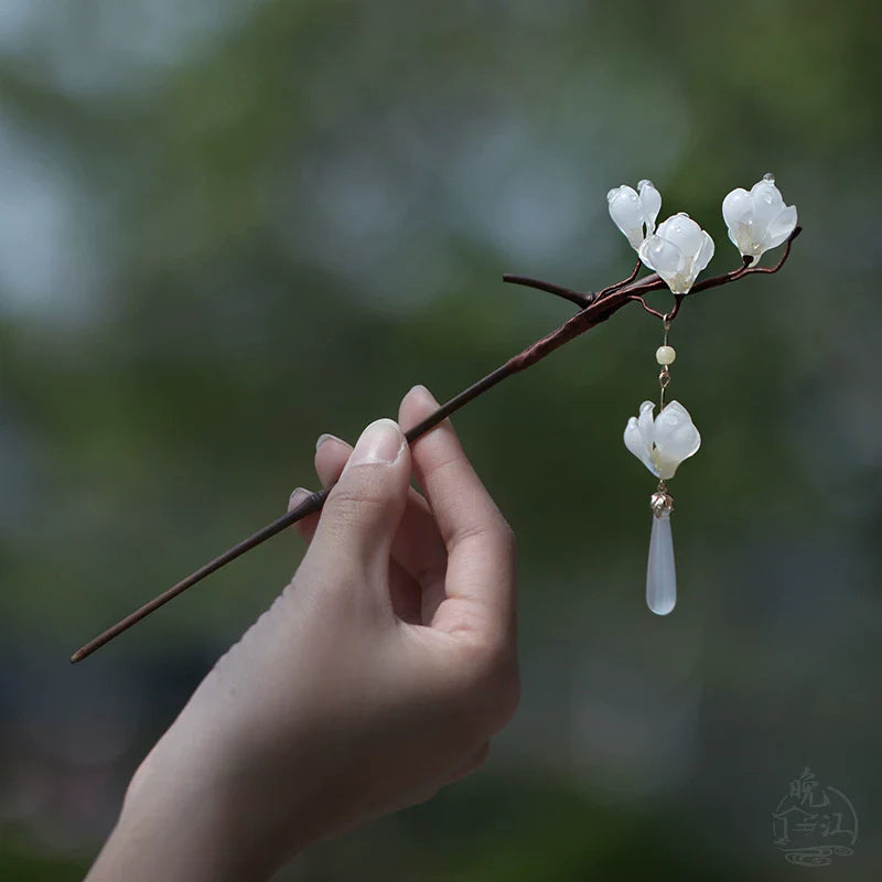Lilies and Umbrella Hair Stick | Traditional Chinese Hair Accessory