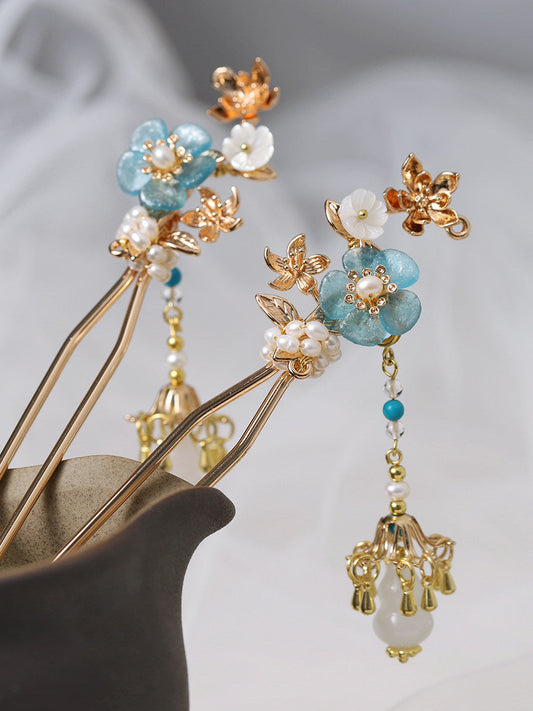 Turquoise Blossom Hair Stick | Ancient Chinese Hair Accessory
