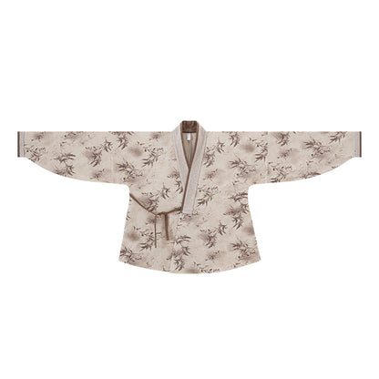 Ming Dynasty Modern Hanfu Winged Sleeve Top with Elastic Skirt - Oz Brown 绿野仙棕 (Preorder)