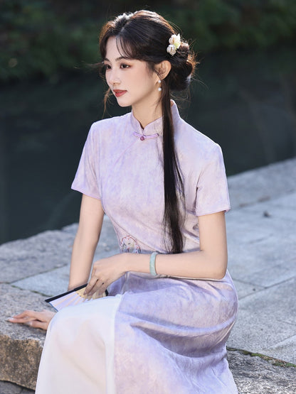 Short Sleeve Lilac A Line Qipao | Whispers
