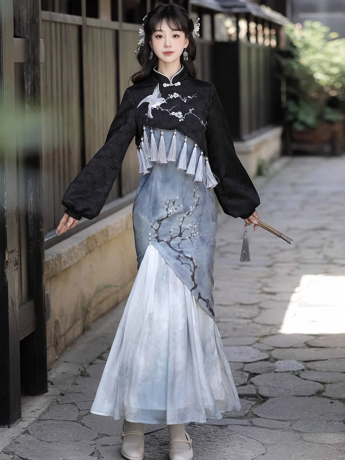 White Plum - New Chinese Style Modern Cheongsam Dress