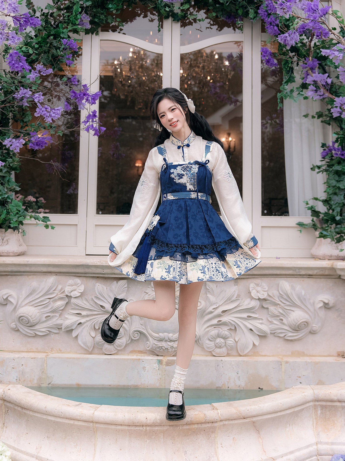 New Chinese Style Pipa Sleeve Top and Fluffy Dress - Bogu Sheep 博古咩咩