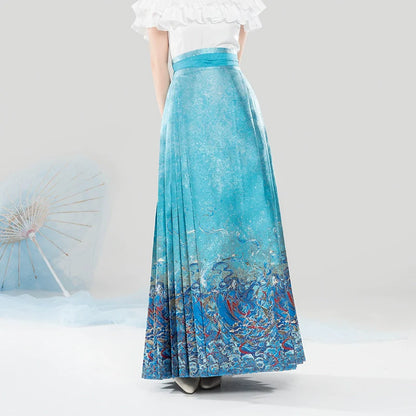 Chinese Off Shoulder Blouse & Mamian Skirt Outfit | Mermaid 五行水