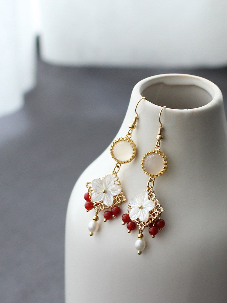 Seashell Flowers Earrings | Ancient China Jewelry