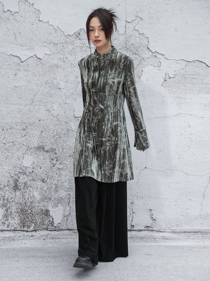 New Chinese Style Embossed Velvet A-Line Dress
